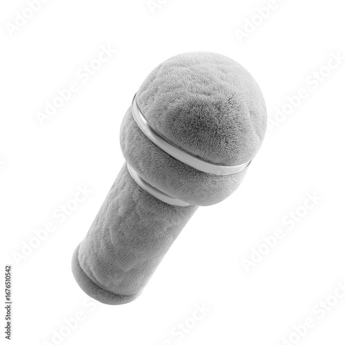 Plush 3D microphone illustration isolated on transparent background