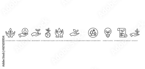 conservation banner icon concept with icon of conservation, water conservator, biodiversity, environmentalism, save water, environmental conservation, forest conservation, energy saving, enviro






