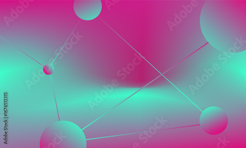 Modern aesthetic gradient background with connected glowing spheres in futuristic abstract style