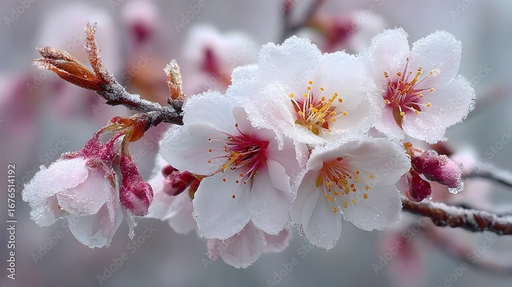 Obraz premium Frosty cherry blossoms