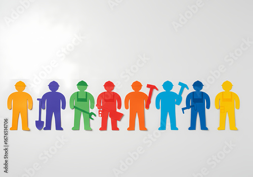 Diverse Workforce Colorful Representation of Skilled Trades  Professions on transparent background