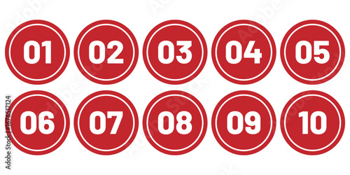 Set of numbers . Number circles set 1 to 10 . Set of Round 1-10 numbers icon for education.  number digit vector icon with circle. eps 10