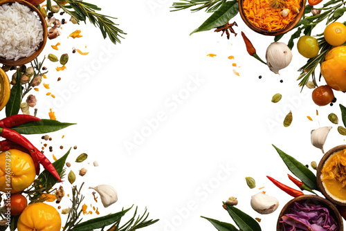 Colorful spice and herb arrangement