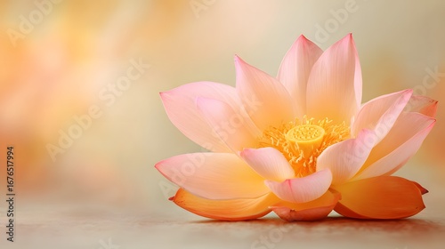 Delicate lotus flower blossoms in soft pastel hues, showcasing a serene and peaceful ambiance.