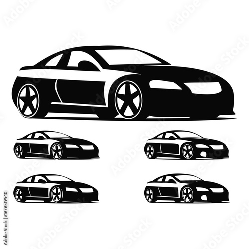 Modern Car Front View Silhouette Vector – Sleek Automobile Design
