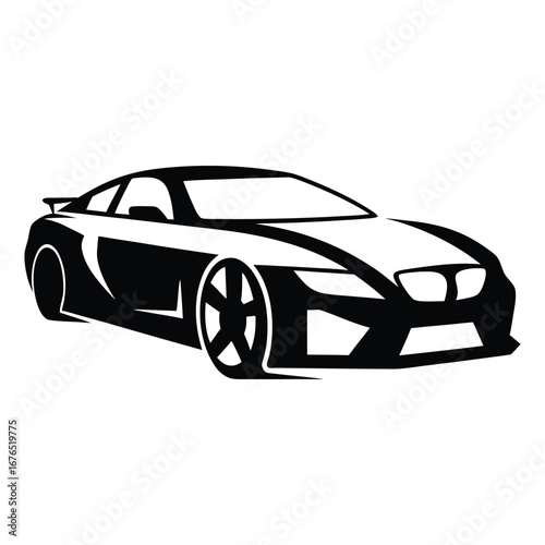 Modern Car Front View Silhouette Vector – Sleek Automobile Design