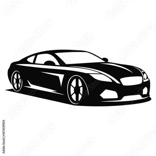 Modern Car Front View Silhouette Vector – Sleek Automobile Design