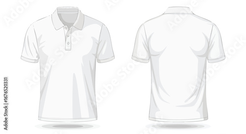 Elegant White Polo Shirt Mockup: Front and Back View, Stylish Apparel Presentation for Custom Designs and Branding needs