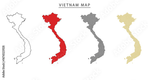 Vietnam Map Illustration - Color Variations and Gradients