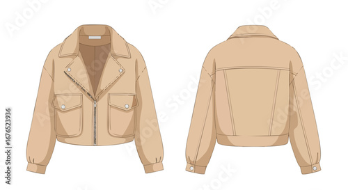 Stylish cropped jacket sketch showcasing design details and aesthetic appeal, perfect for fashion and design related projects