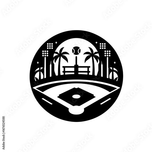 softball field silhouette, softball field vector