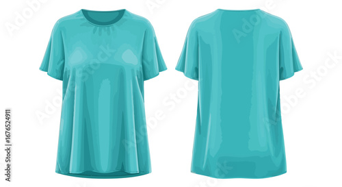 Turquoise oversized t-shirt mock-up showcasing front and back views against a plain backdrop for apparel design representation