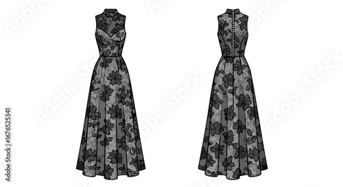 Elegant floral gown showcasing refined style, the perfect blend of sophistication and timeless charm in this unique design
