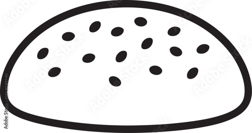 Simple line drawing of a sesame seed burger bun top
