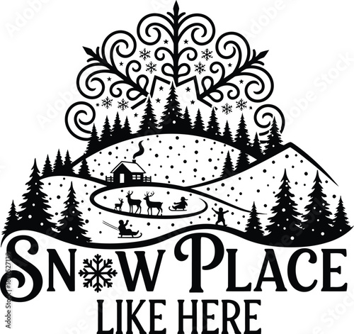 Snow place like here silhouette vector.eps