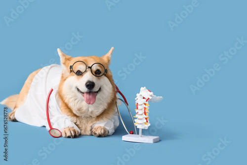 Cute Corgi dog in doctor's ...