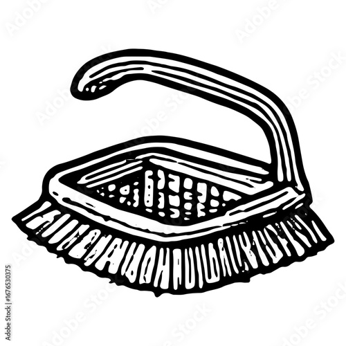 Hand-Drawn Cleaning Brush Icon for Household Design Projects