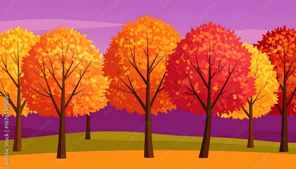 Naklejka premium Autumn trees landscape
