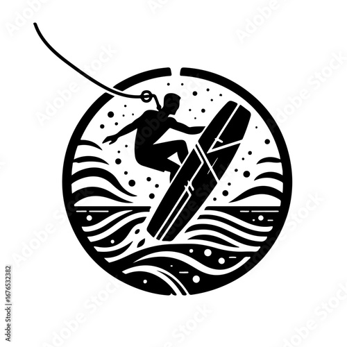 Wakeboard silhouette, Wakeboard vector