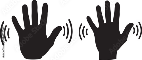 Two waving hands silhouette