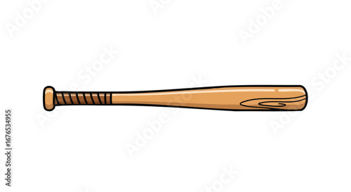 Wooden baseball bat isolated on white, perfect for sports enthusiasts and athletic equipment designs showcasing batting and hitting