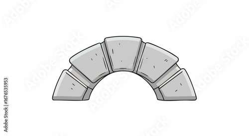 Illustration of a cartoon-style stone archway isolated on a white background providing an element for fairy tales or medieval fantasy stories