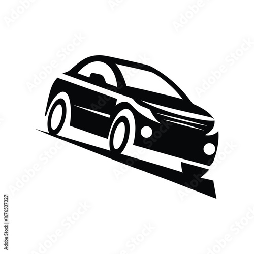 Modern Car Front View Silhouette Vector – Sleek Automobile Design