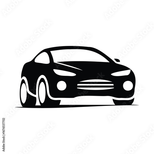 Modern Car Front View Silhouette Vector – Sleek Automobile Design