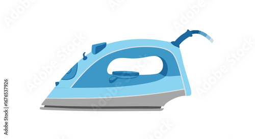 Blue iron appliance cartoon, representing modern domestic tasks and household technology design and textile equipment