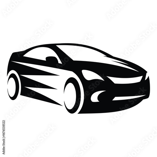 Modern Car Front View Silhouette Vector – Sleek Automobile Design