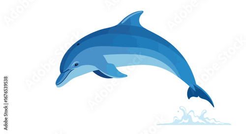 Dynamic dolphin illustration showcasing aquatic agility in a vibrant marine context, an artistic representation of marine wildlife expressing joyful