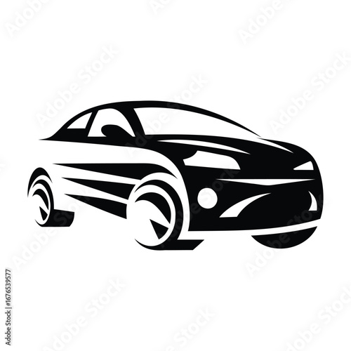 Modern Car Front View Silhouette Vector – Sleek Automobile Design
