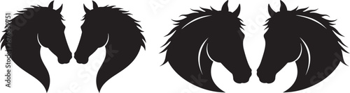 Two pairs of horse head silhouettes facing each other