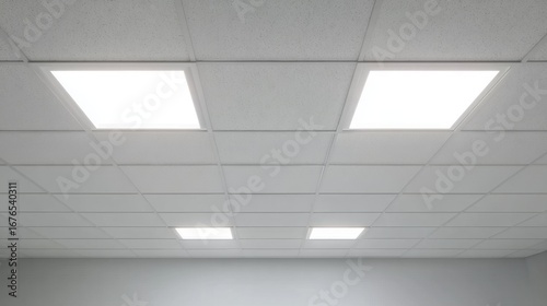 Wallpaper Mural Modern Interior with Bright LED Ceiling Lights in a Minimalist Office Setting for Enhanced Productivity and Comfort in Work Environments Torontodigital.ca