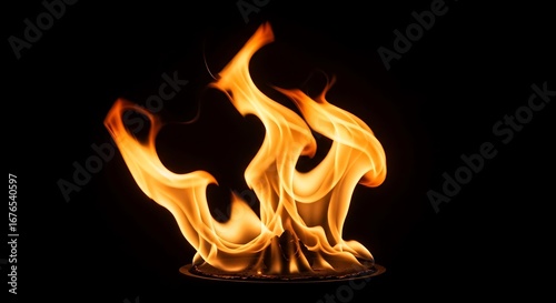 Abstract image of orange-yellow flames on black background