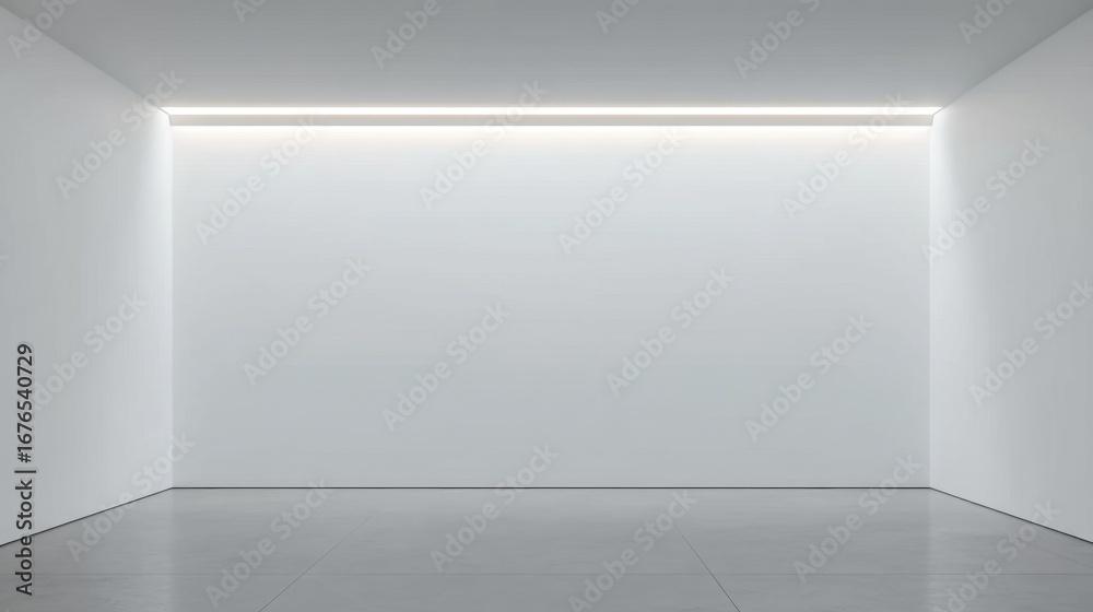 Fototapeta premium Minimalist indoor space with bright white walls and smooth concrete floor, ideal for artistic display or modern interior design concepts
