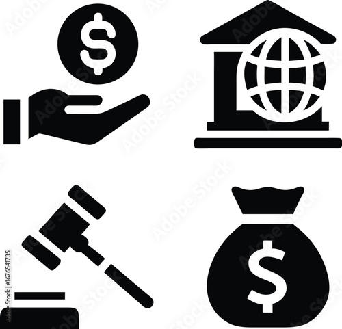 Financial planning wealth management icons set for business and investment concepts