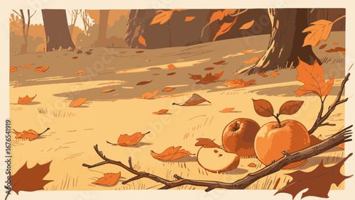 Retro and pop, simple Autumn illustration set. Cute. Simple. Event. fall. season.