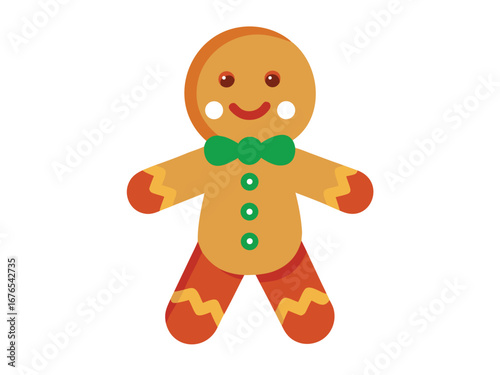Christmas gingerbread man vector illustration isolated on white background