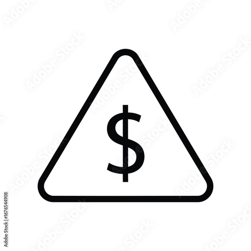 Financial Risk: A minimalist design of a warning sign. Illustrating financial risk