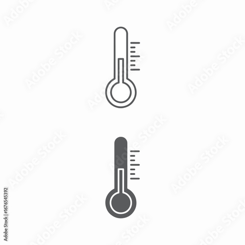 Thermometer icon set: medical equipment for measuring temperature in two styles.