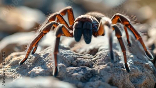 Close-up of a Tarantula on Rocks
