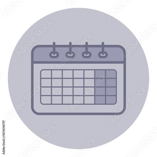 Icon of calendar with clear markings for scheduling educational events and activities. Organization and planning for learning opportunities concept