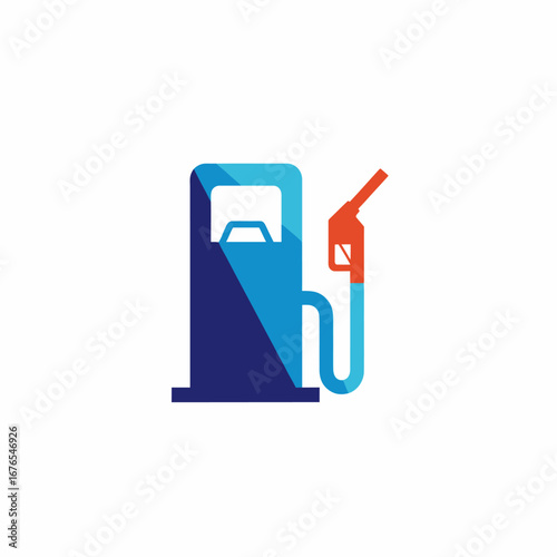 A stylized illustration of a fuel pump with a nozzle, isolated on white.
