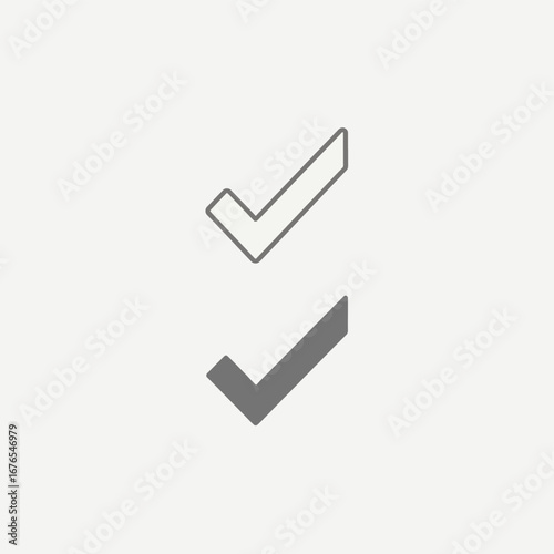 Two check marks, one outlined and one filled, on a light background.