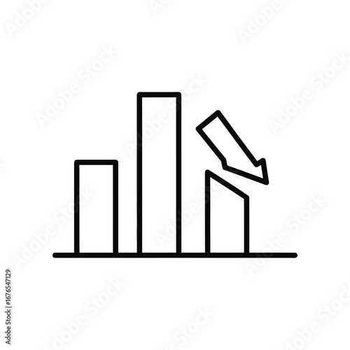 Downward Trend: A striking black-and-white graphic showcasing a bar graph, with one bar sharply declining, perfectly representing financial downturn and negative growth.