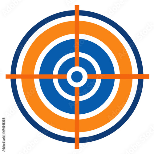 Blue and Orange Target Icon – Precision, Focus, and Accuracy Symbol