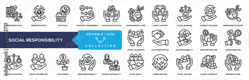 Social Responsibility Line Icon Collection