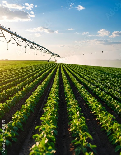 Agricultural field with irrigation system