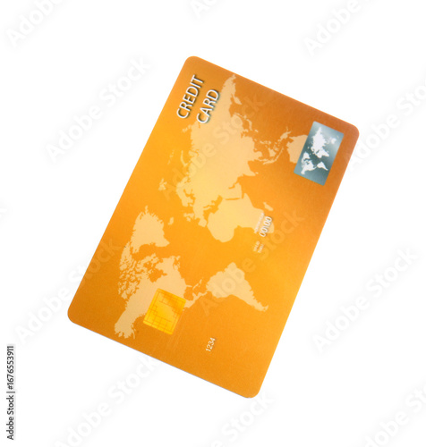 Flying golden credit card o...